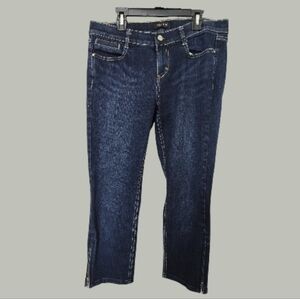 Classic White House Black Market Blue Women's Cropped Zipper Cuff Jeans, 6